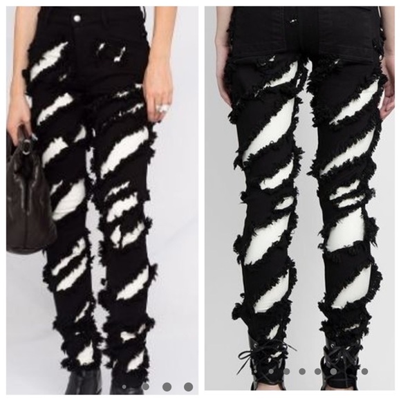 NWOT Rick Owens Black White Distressed Jeans Gethsemane F/W 21 - Picture 13 of 13